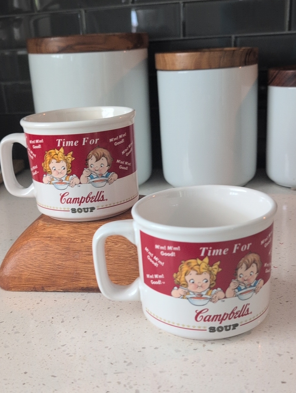 Vintage Campbell's "Time For Soup" Red Soup Mug - Set of 2